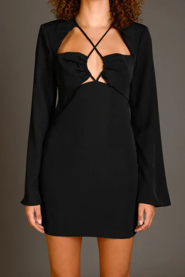 ENDLESS ROSE Little Black Dress | Tops*- Crossover Straps Fitted Mini Dress BLACK