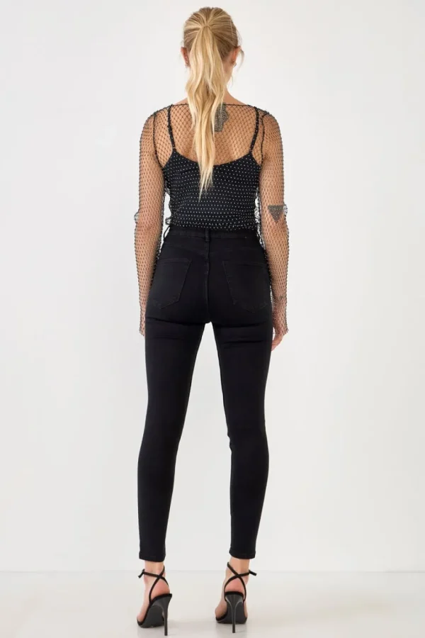 ENDLESS ROSE Tops*- Crystal Mesh Top