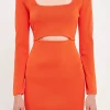 ENDLESS ROSE Bodycon Dresses | Sweaters & Knits*- Cut Out Detailed Bodycon Knit Dress ORANGE