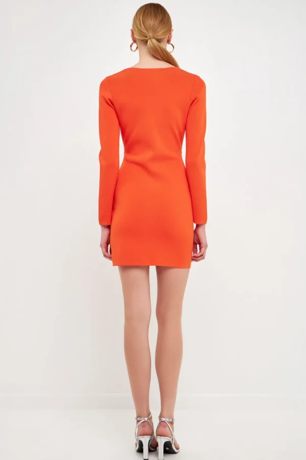 ENDLESS ROSE Bodycon Dresses | Sweaters & Knits*- Cut Out Detailed Bodycon Knit Dress ORANGE