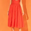 ENDLESS ROSE Tops*- Cut out Elastic Strap with Midi Dress RED