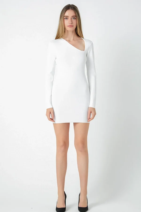 ENDLESS ROSE White Dresses | Bodycon Dresses*- Cut out Long Sleeve Mini Dress
