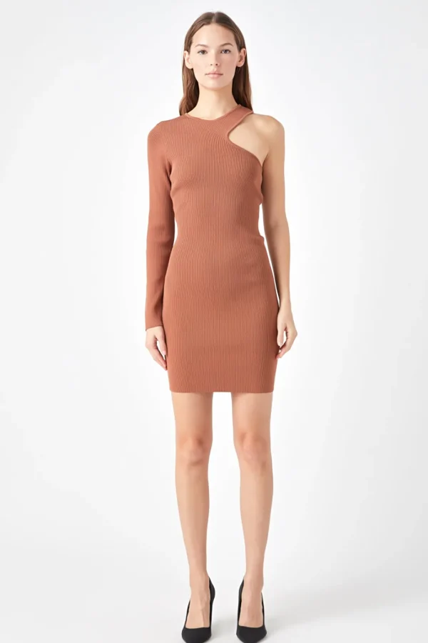 ENDLESS ROSE Knit Dresses | Little Black Dress*- Cut Out One-Sleeve Knit Dress