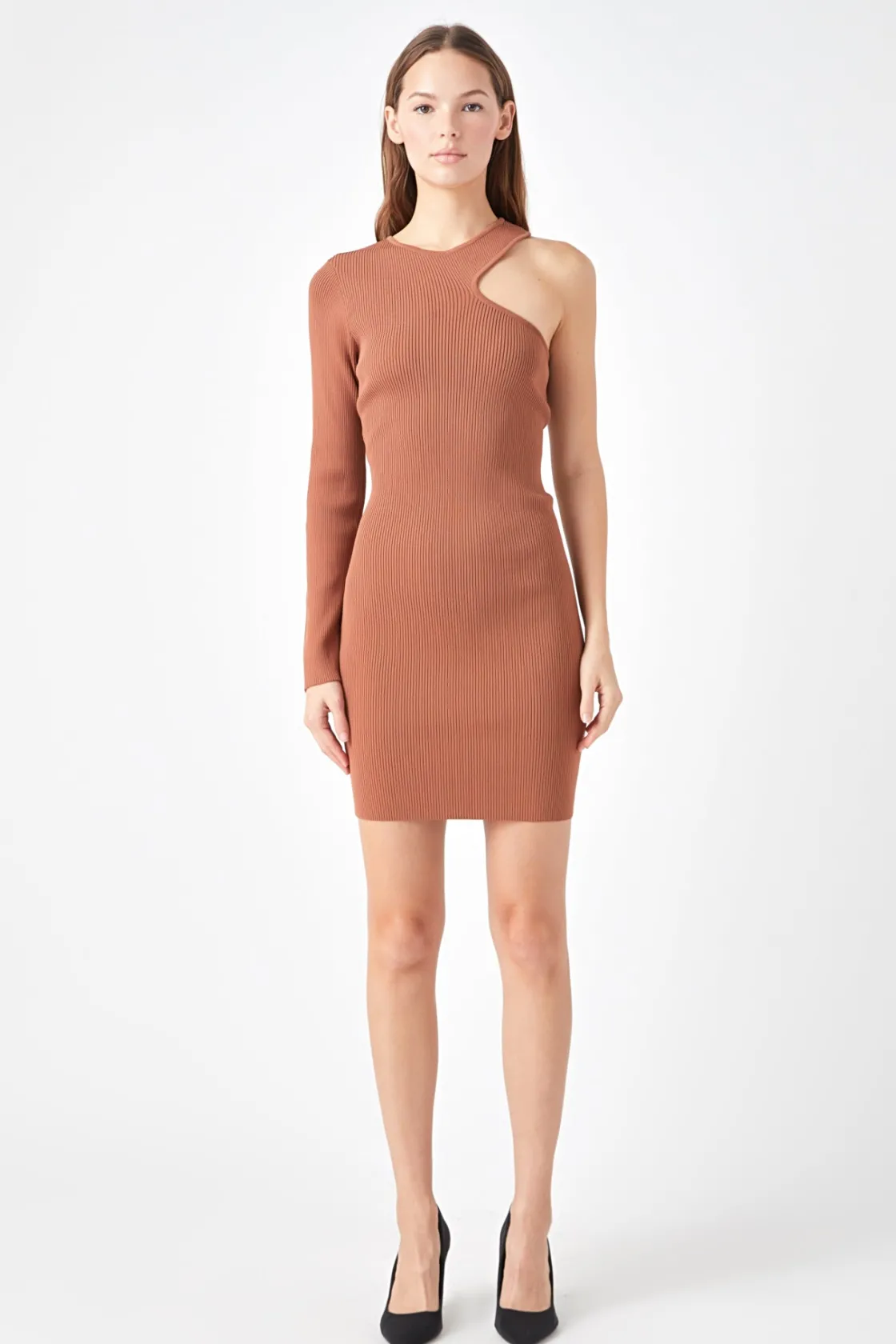 endless_rose__cut_out_one_4-1.webp ENDLESS ROSE Knit Dresses | Little Black Dress*- Cut Out One-Sleeve Knit Dress