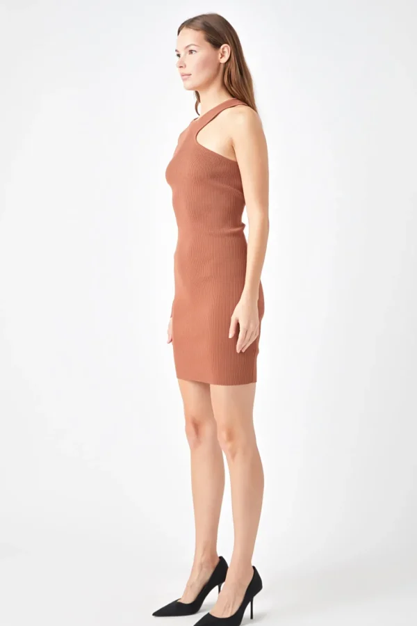 ENDLESS ROSE Knit Dresses | Little Black Dress*- Cut Out One-Sleeve Knit Dress
