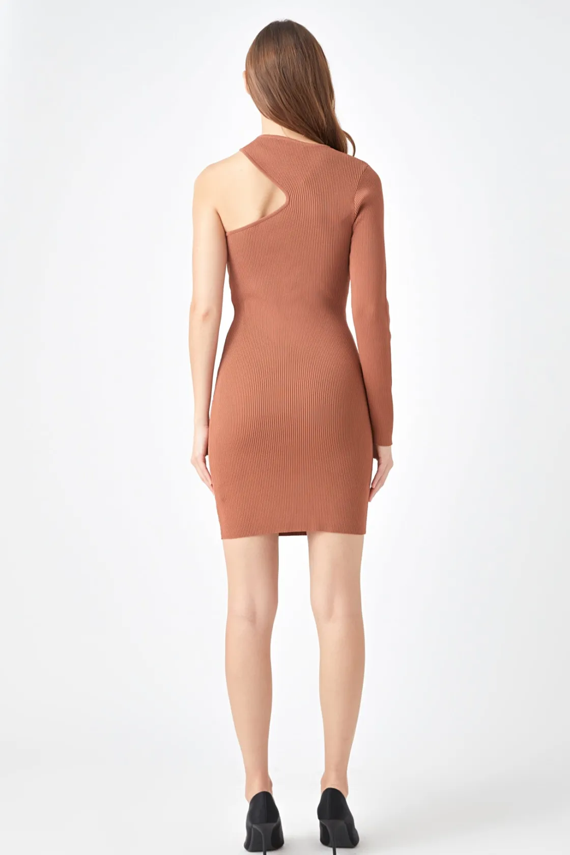 endless_rose__cut_out_one_7-1.webp ENDLESS ROSE Knit Dresses | Little Black Dress*- Cut Out One-Sleeve Knit Dress