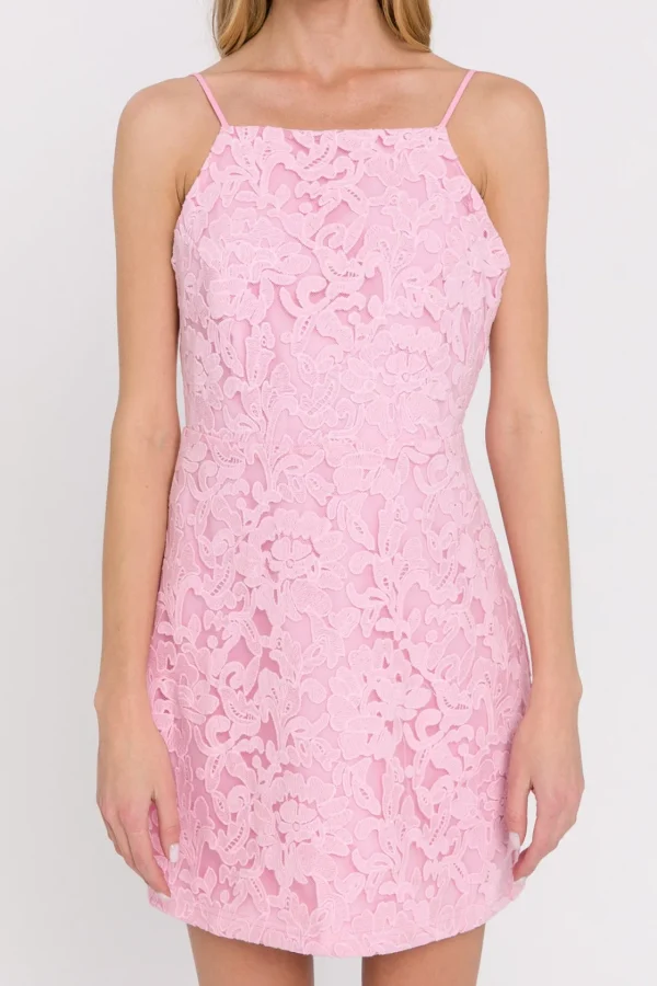 ENDLESS ROSE Tops*- Cut-Out Back Mini Dress PINK