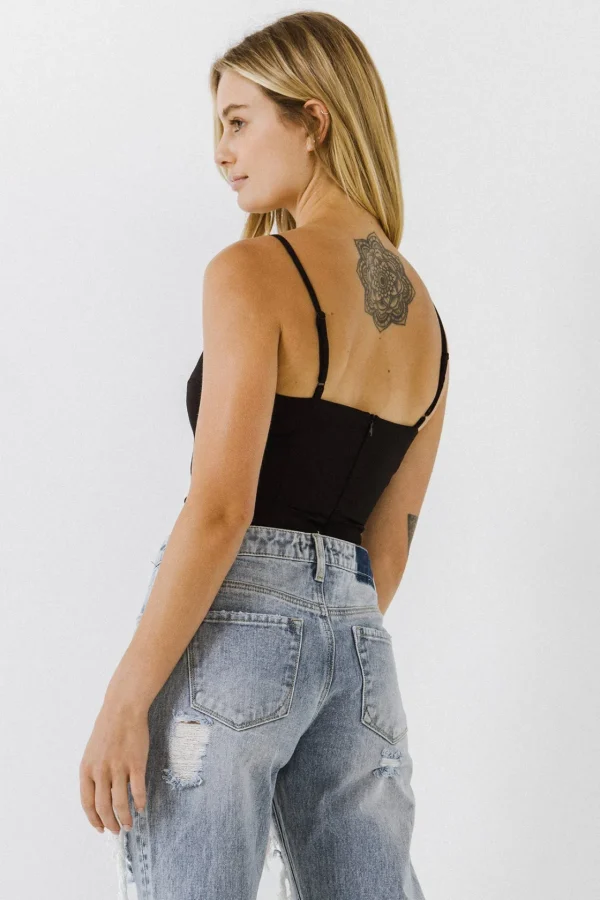 ENDLESS ROSE Tops*- Deep V-Neck Bodysuit