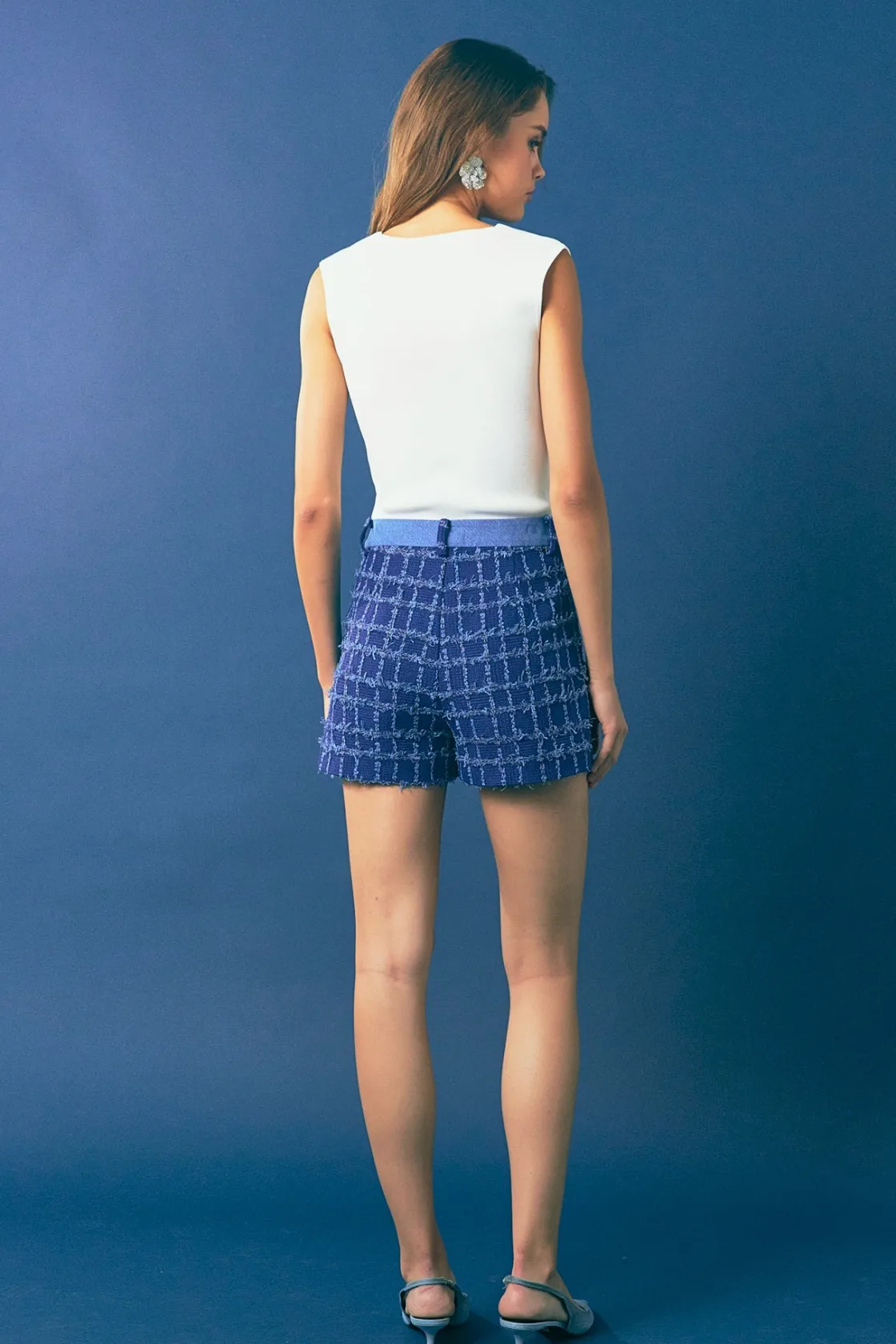 endless_rose__denim_tweed_2.webp ENDLESS ROSE Denim | Matching Sets*- Tweed Shorts DENIM