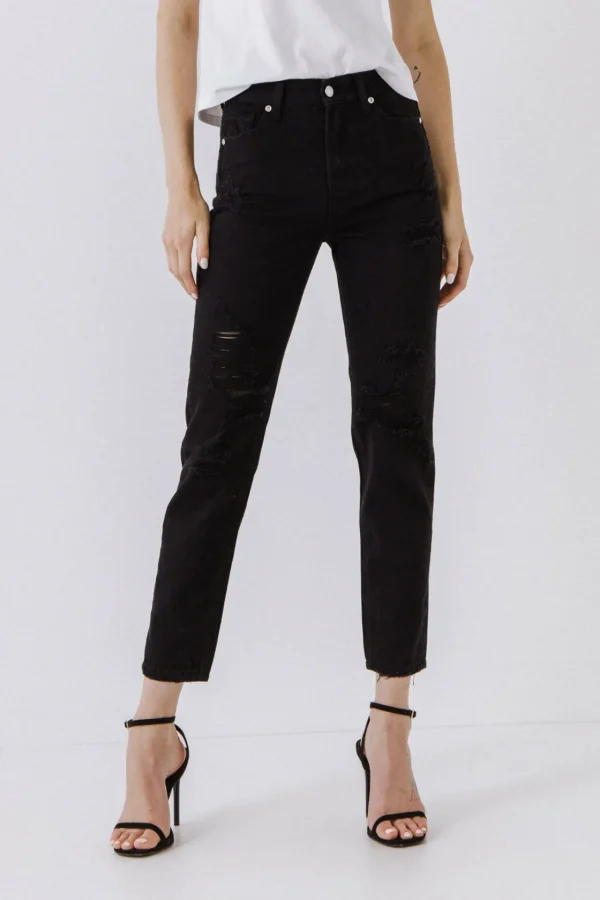 ENDLESS ROSE Denim | Tops*- Destroyed Jeans BLACK