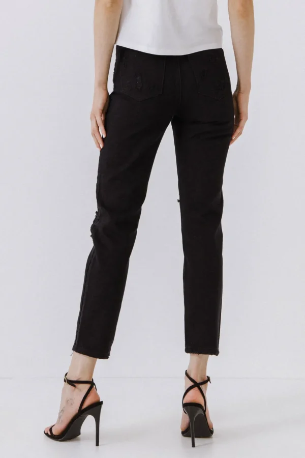 ENDLESS ROSE Denim | Tops*- Destroyed Jeans BLACK