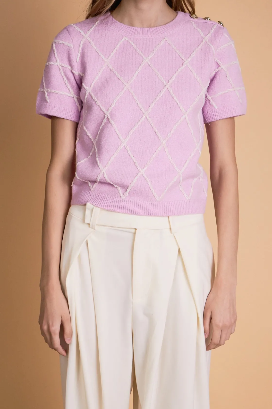 endless_rose__diamond_pat_0-1.webp ENDLESS ROSE Sweaters & Knits | Tops*- Diamond Pattern Knit Top