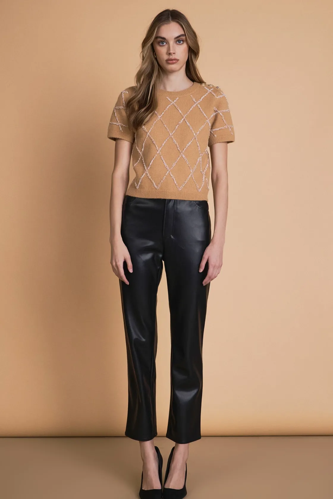 endless_rose__diamond_pat_4.webp ENDLESS ROSE Sweaters & Knits | Tops*- Diamond Pattern Knit Top