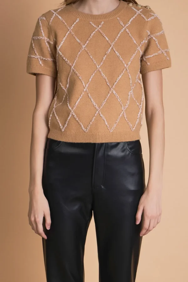 ENDLESS ROSE Sweaters & Knits | Tops*- Diamond Pattern Knit Top