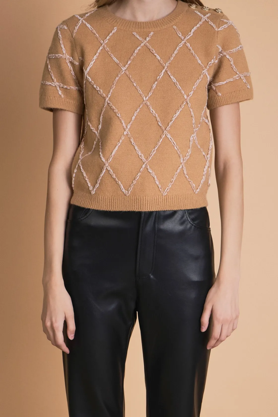 endless_rose__diamond_pat_5.webp ENDLESS ROSE Sweaters & Knits | Tops*- Diamond Pattern Knit Top