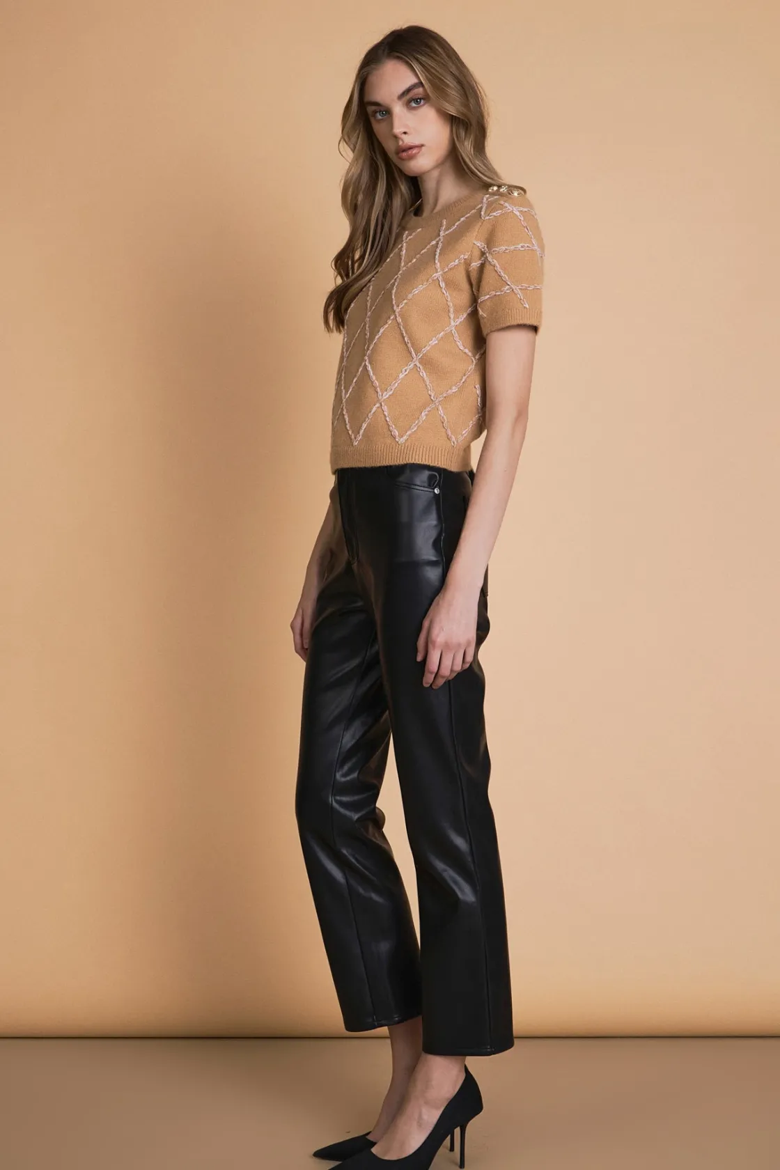 endless_rose__diamond_pat_6.webp ENDLESS ROSE Sweaters & Knits | Tops*- Diamond Pattern Knit Top