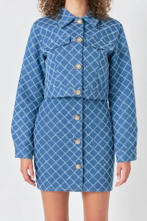 ENDLESS ROSE Denim | Matching Sets*- Distressed Cropped Jacket DENIM