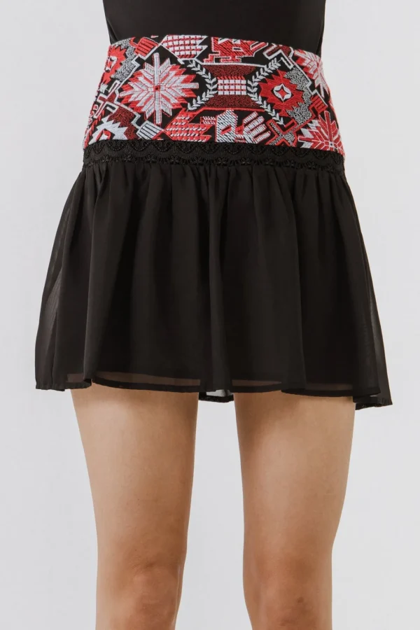 ENDLESS ROSE Skirts | Tops*- Dorian Embroidered Mini Skirt BLACK