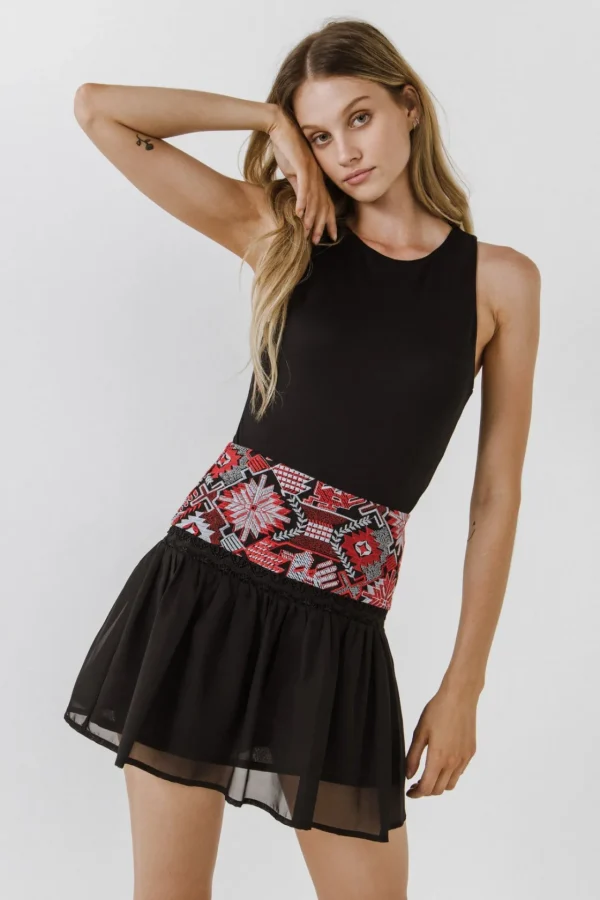 ENDLESS ROSE Skirts | Tops*- Dorian Embroidered Mini Skirt BLACK