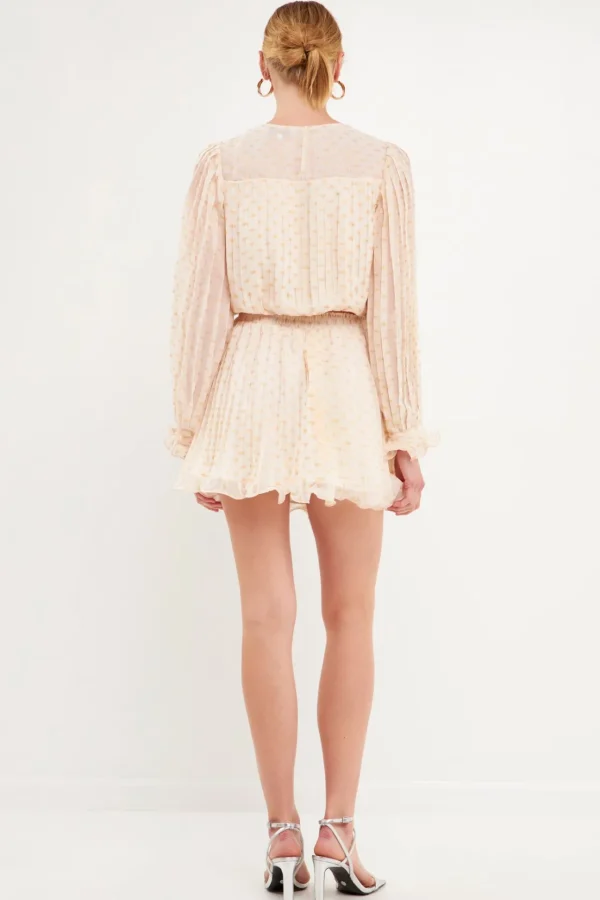 ENDLESS ROSE Matching Sets | Shirts & Blouses*- Dot Pleated Blouson Crop Top CREAM
