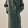ENDLESS ROSE Jackets & Coats | Tops*- Double Breasted Handmade Blend Maxi Coat GREY