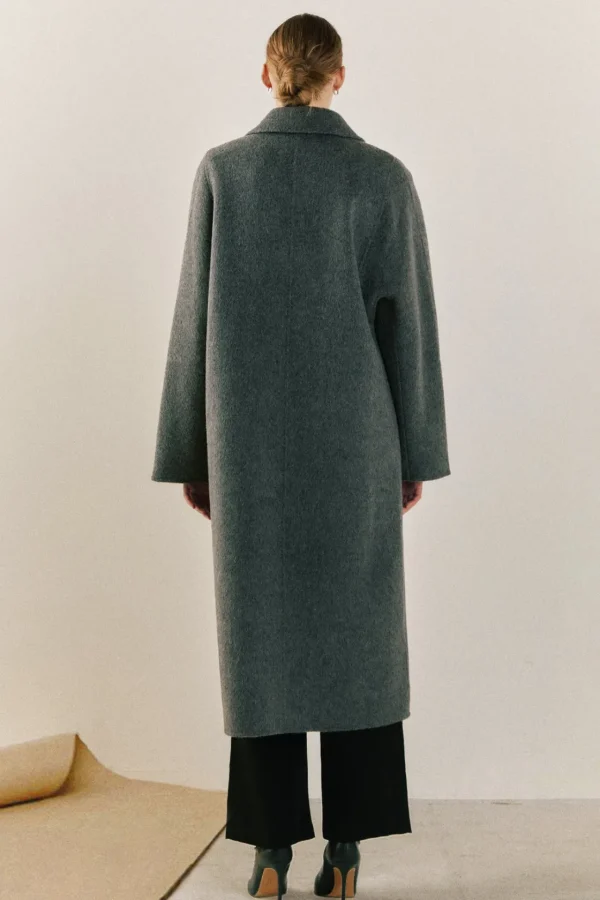 ENDLESS ROSE Jackets & Coats | Tops*- Double Breasted Handmade Blend Maxi Coat GREY