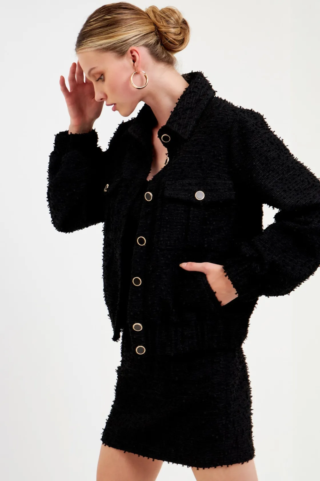 endless_rose__double_pock_3.webp ENDLESS ROSE Jackets & Coats | Tops*- Double Pocket Tweed Jacket