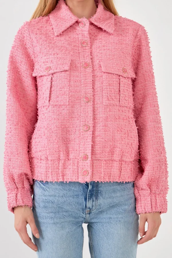 ENDLESS ROSE Jackets & Coats | Tops*- Double Pocket Tweed Jacket