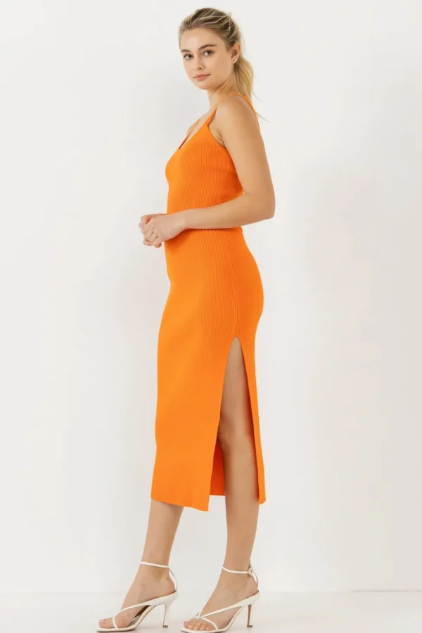 ENDLESS ROSE Tops*- Double Shoulder Strap Cropped Knit Cami Top ORANGE