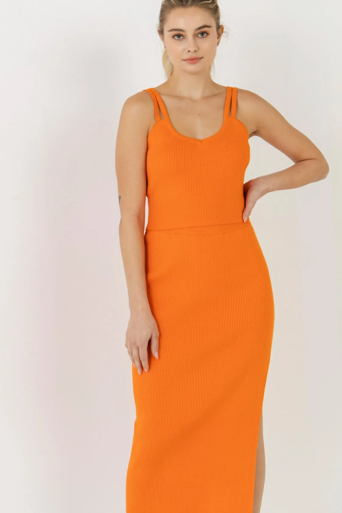 endless_rose__double_shou_3.webp ENDLESS ROSE Tops*- Double Shoulder Strap Cropped Knit Cami Top ORANGE