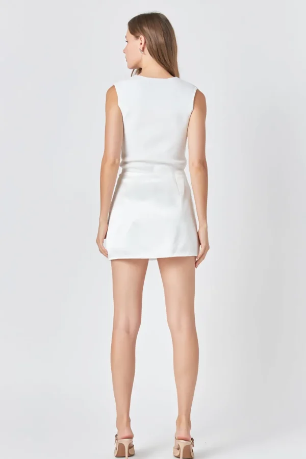 ENDLESS ROSE Tops*- Double Slit Skort WHITE