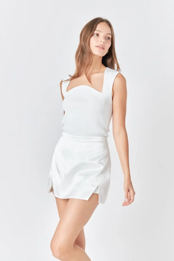 ENDLESS ROSE Tops*- Double Slit Skort WHITE