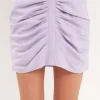 ENDLESS ROSE Skirts*- Draped Linen Mini Skirt LAVENDER