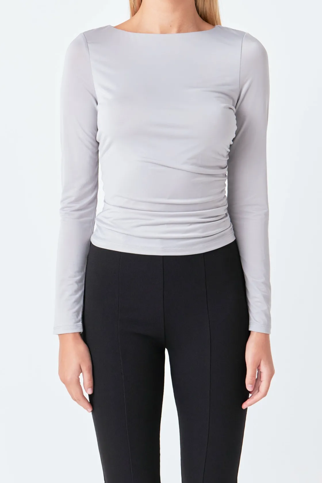 endless_rose__draped_ruch_0.webp ENDLESS ROSE Tops*- Draped Ruched Top SILVERTAUPE