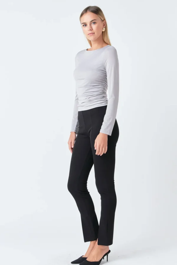 ENDLESS ROSE Tops*- Draped Ruched Top SILVERTAUPE