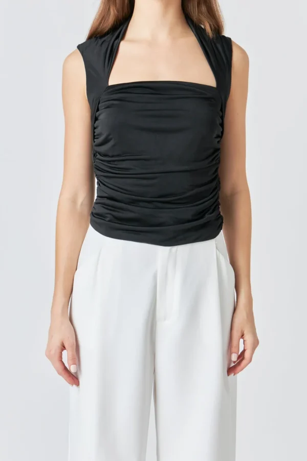 ENDLESS ROSE Tops*- Draped Ruched Top