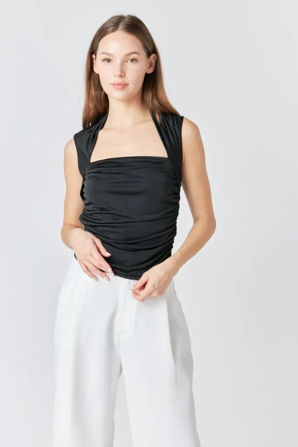 ENDLESS ROSE Tops*- Draped Ruched Top