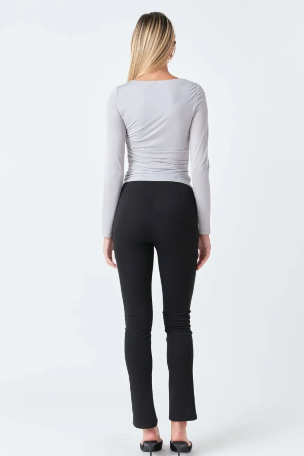 ENDLESS ROSE Tops*- Draped Ruched Top SILVERTAUPE