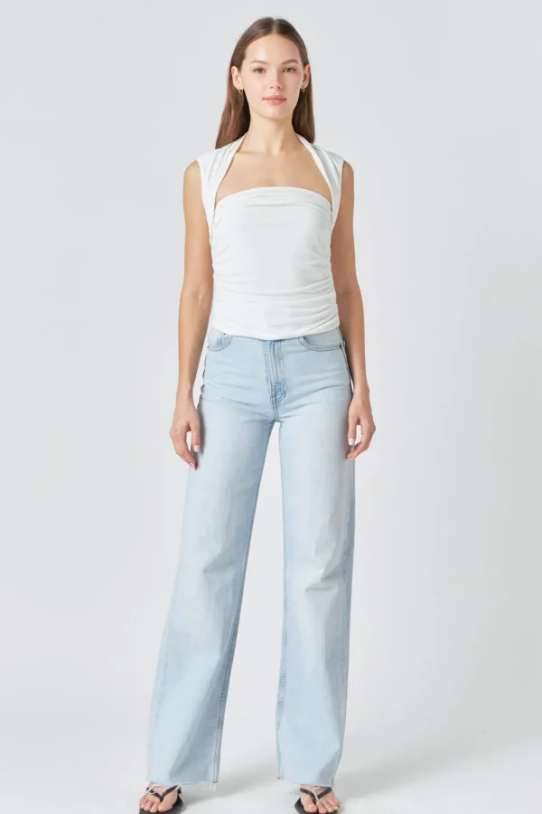 ENDLESS ROSE Tops*- Draped Ruched Top