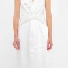 ENDLESS ROSE White Dresses | Tops*- Draped Twist Satin Maxi High Low Dress WHITE