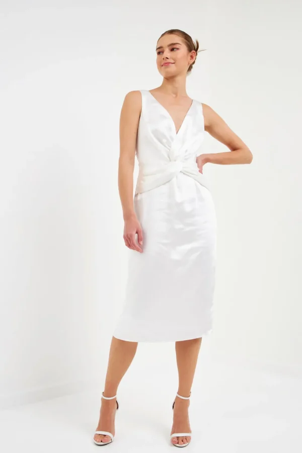 ENDLESS ROSE White Dresses | Tops*- Draped Twist Satin Maxi High Low Dress WHITE