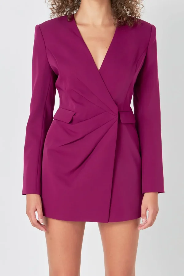 ENDLESS ROSE Blazers | Tops*- Drapped V-neckline Blazer Romper PURPLE