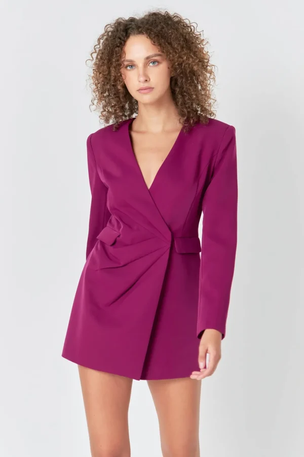 ENDLESS ROSE Blazers | Tops*- Drapped V-neckline Blazer Romper PURPLE
