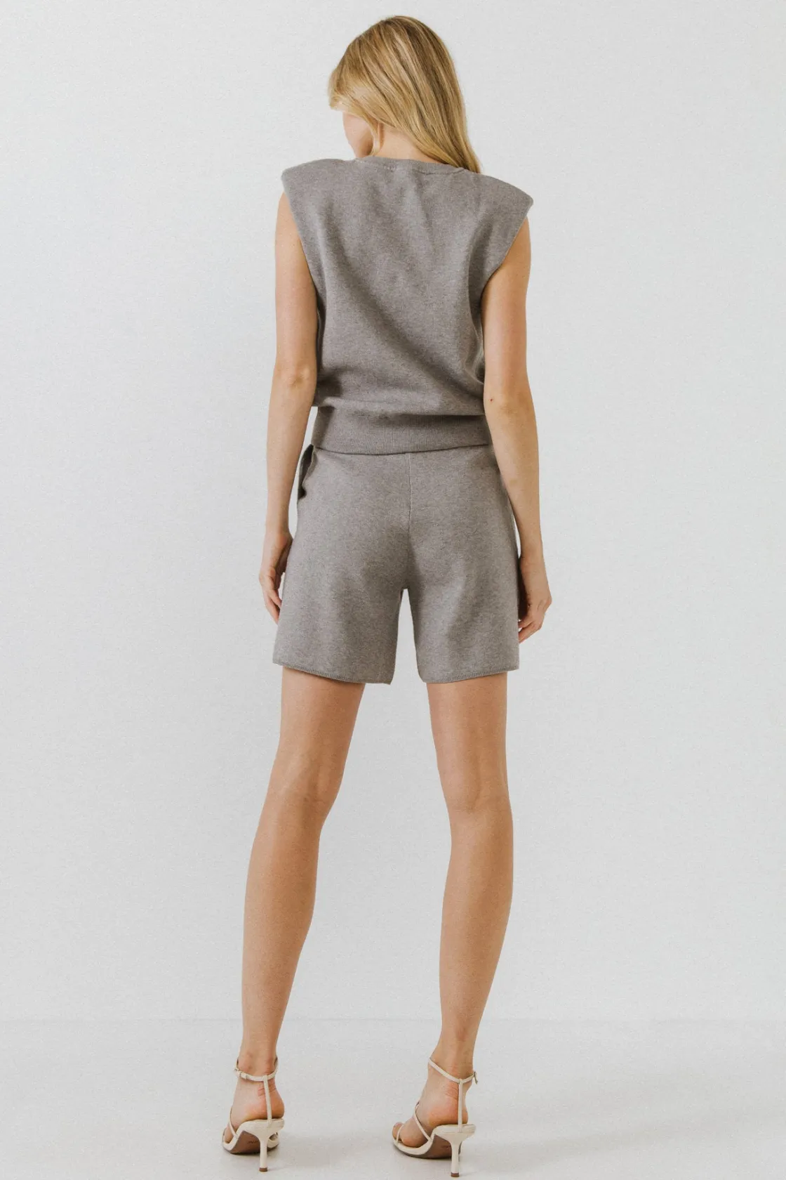 endless_rose__drawstring__2.webp ENDLESS ROSE Shorts & Skorts | Tops*- Drawstring Knit Shorts HEATHERGREY