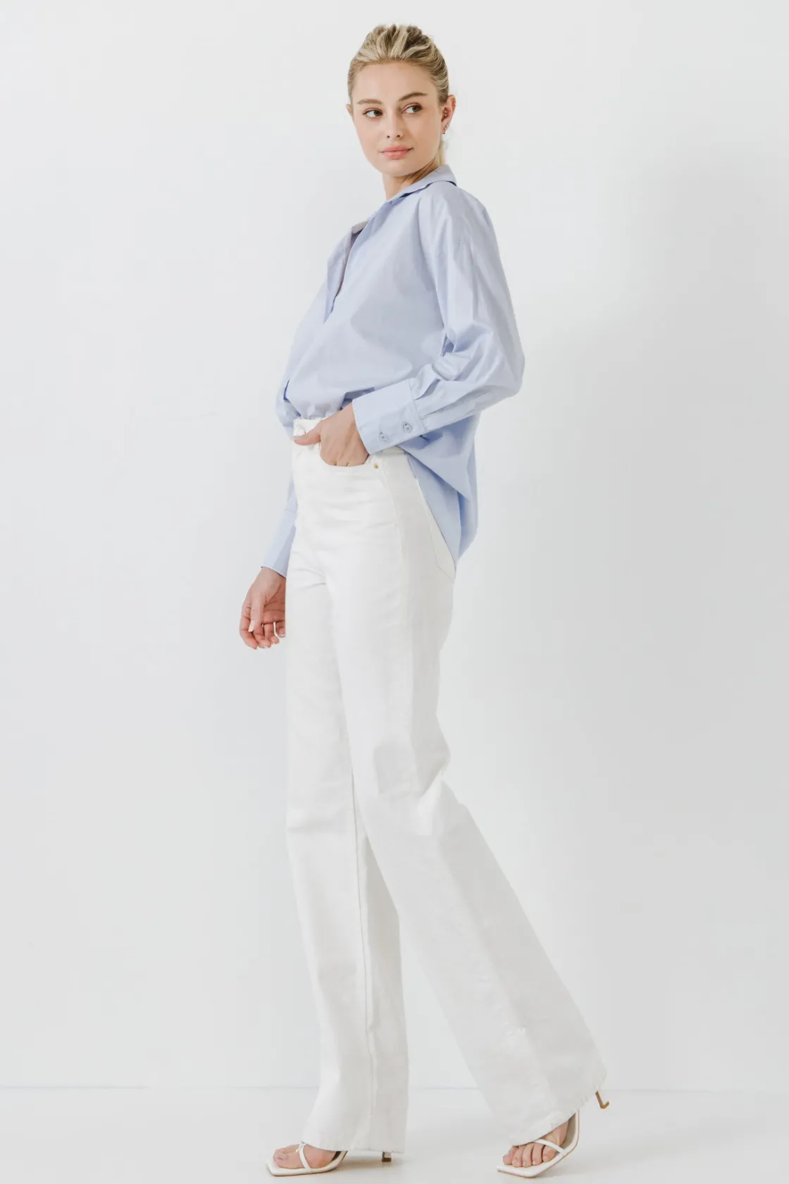 endless_rose__drop_placke_1.webp ENDLESS ROSE Tops*- Drop Placket Collared Shirt