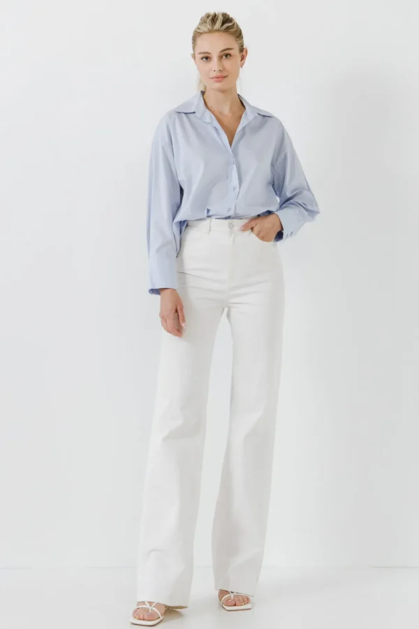 ENDLESS ROSE Tops*- Drop Placket Collared Shirt