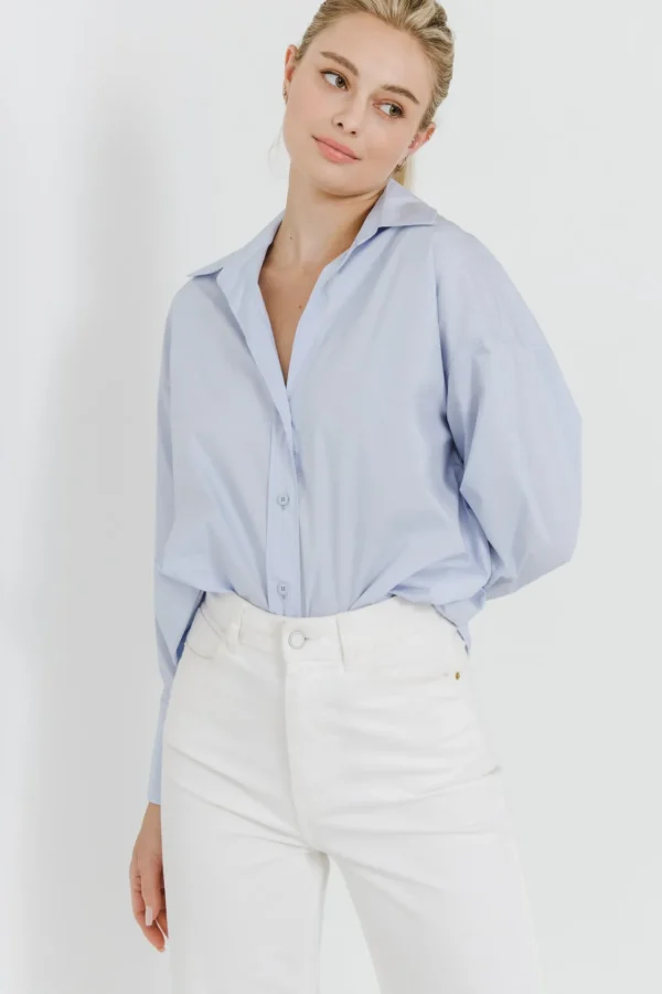ENDLESS ROSE Tops*- Drop Placket Collared Shirt