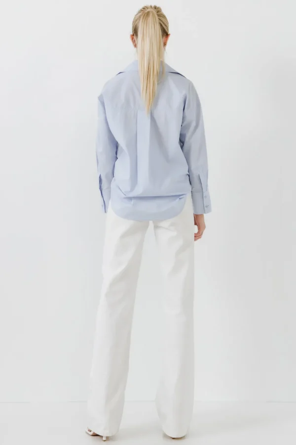 ENDLESS ROSE Tops*- Drop Placket Collared Shirt