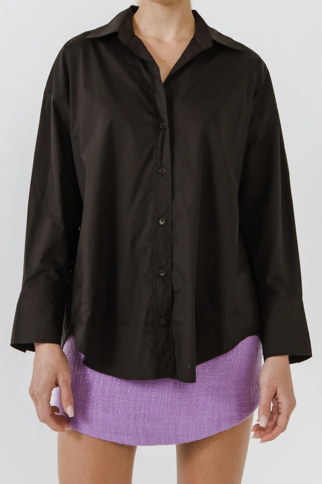 endless_rose__drop_placke_5.webp ENDLESS ROSE Tops*- Drop Placket Collared Shirt