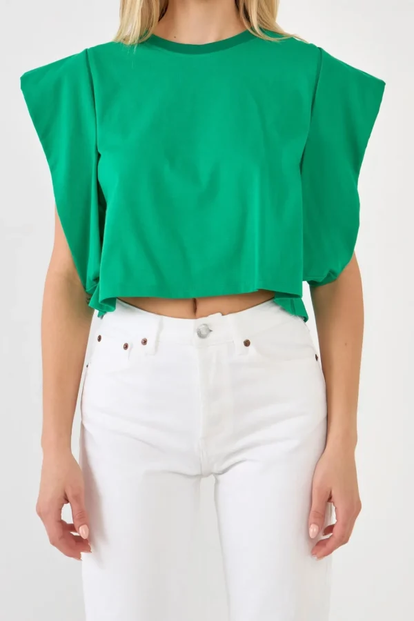 ENDLESS ROSE Tops*- Drop Shoulder Cropped Top
